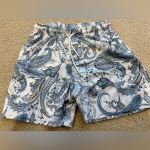 The Drip Shop Blue, Gray and White Paisley Men’s Shorts, Size Small